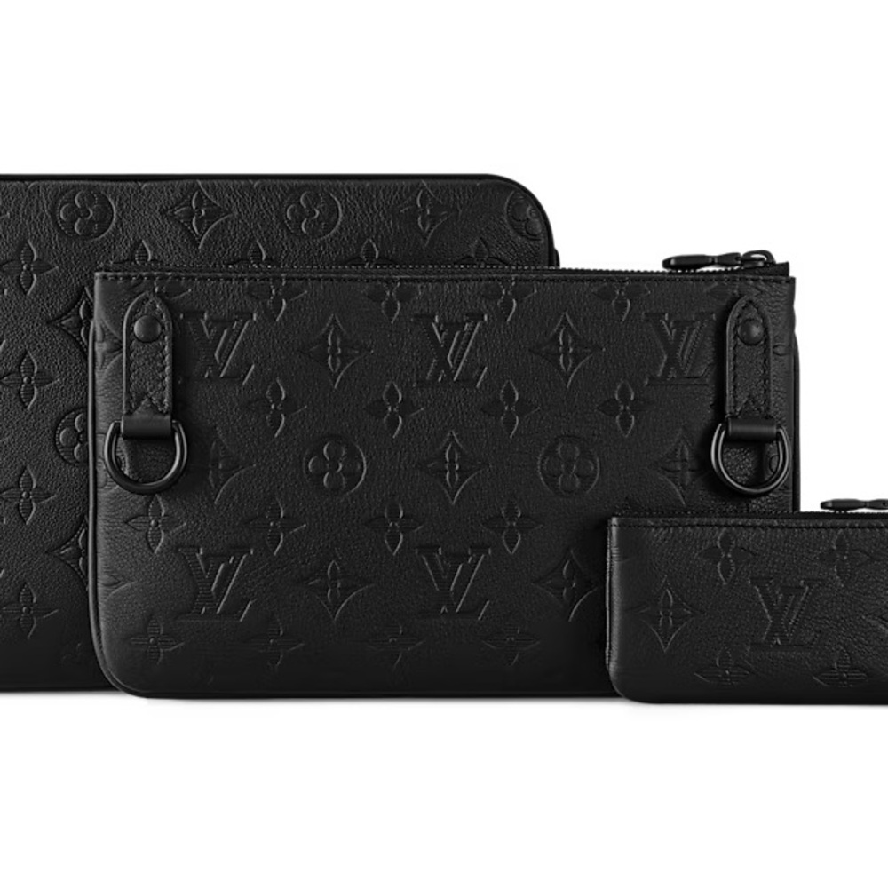 New Louis Vuitton Black embossed Monogram Shadow Calf leather pouch - Picture 15 of 16